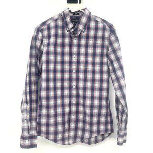 J.Crew Mercantile Flex Slim Fit Cotton Blend Plaid Blue Red Shirt Men's Small